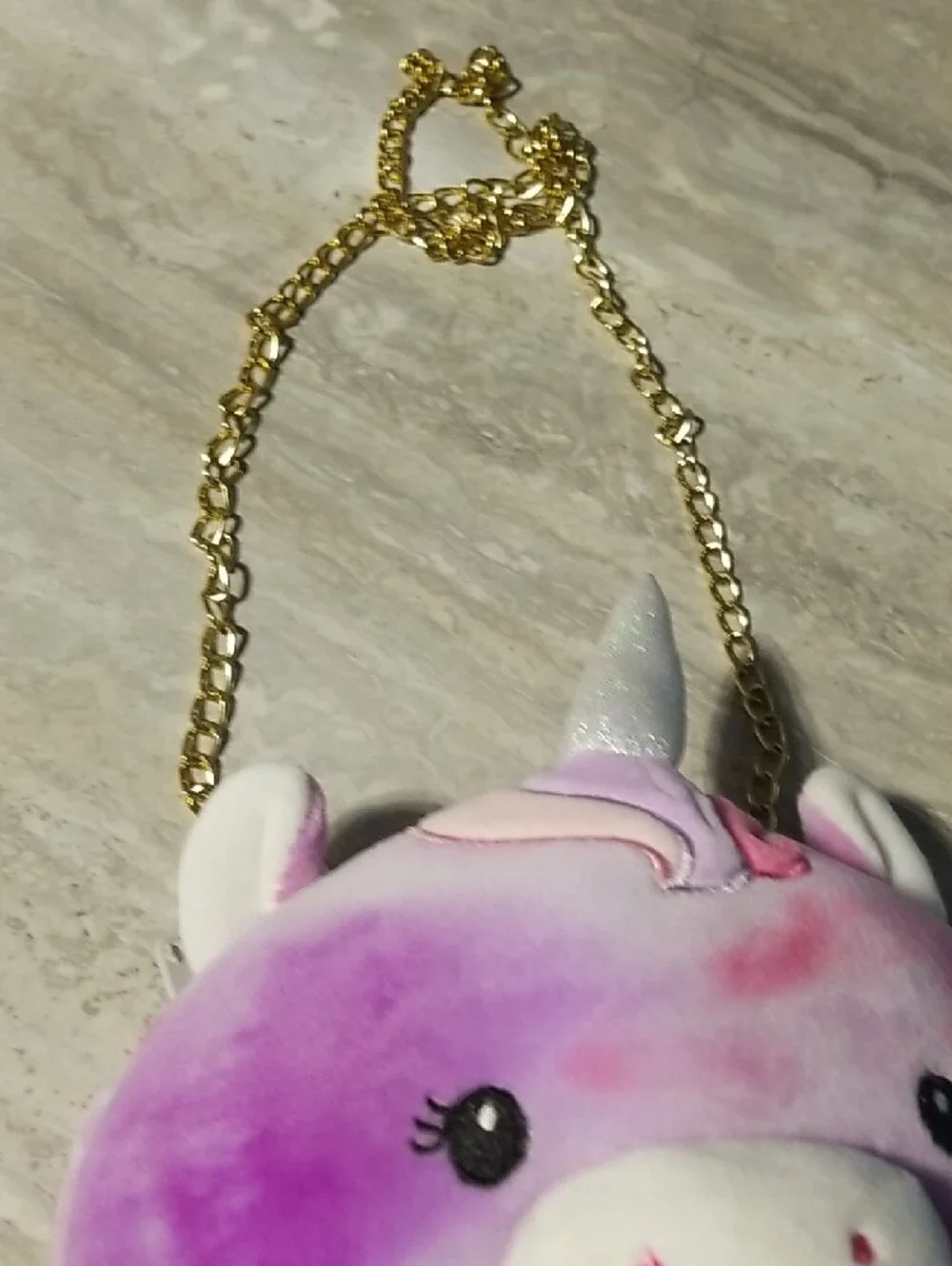 Kids Plush Unicorn Bag - Pink & Purple Soft Backpack - Picture 3 of 7